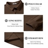 image:imageCOOFANDY Mens Long Sleeve Polo Shirts Corduroy Button Collared Casual TopBrown