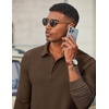 image:imageCOOFANDY Mens Long Sleeve Polo Shirts Corduroy Button Collared Casual TopBrown