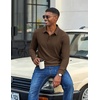image:imageCOOFANDY Mens Long Sleeve Polo Shirts Corduroy Button Collared Casual TopBrown