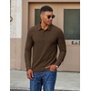image:imageCOOFANDY Mens Long Sleeve Polo Shirts Corduroy Button Collared Casual TopBrown