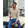 image:imageCOOFANDY Mens Long Sleeve Polo Shirts Corduroy Button Collared Casual TopCream
