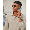image:imageCOOFANDY Mens Long Sleeve Polo Shirts Corduroy Button Collared Casual TopCream