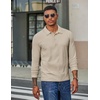 image:imageCOOFANDY Mens Long Sleeve Polo Shirts Corduroy Button Collared Casual TopCream