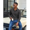 image:imageCOOFANDY Mens Long Sleeve Polo Shirts Corduroy Button Collared Casual TopDark Grey