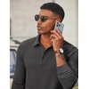 image:imageCOOFANDY Mens Long Sleeve Polo Shirts Corduroy Button Collared Casual TopDark Grey
