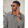 image:imageCOOFANDY Mens Long Sleeve Polo Shirts Corduroy Button Collared Casual TopLight Grey