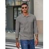 image:imageCOOFANDY Mens Long Sleeve Polo Shirts Corduroy Button Collared Casual TopLight Grey