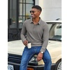 image:imageCOOFANDY Mens Long Sleeve Polo Shirts Corduroy Button Collared Casual TopLight Grey