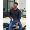 image:imageCOOFANDY Mens Long Sleeve Polo Shirts Corduroy Button Collared Casual TopNavy Blue