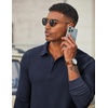 image:imageCOOFANDY Mens Long Sleeve Polo Shirts Corduroy Button Collared Casual TopNavy Blue
