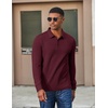 image:imageCOOFANDY Mens Long Sleeve Polo Shirts Corduroy Button Collared Casual TopWine Red