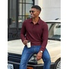 image:imageCOOFANDY Mens Long Sleeve Polo Shirts Corduroy Button Collared Casual TopWine Red