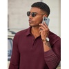 image:imageCOOFANDY Mens Long Sleeve Polo Shirts Corduroy Button Collared Casual TopWine Red