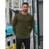image:imageCOOFANDY Mens Long Sleeve T Shirts Casual Crew Neck Tee Shirts Lightweight Soft Pullover TopsArmy Green