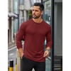 image:imageCOOFANDY Mens Long Sleeve T Shirts Casual Crew Neck Tee Shirts Lightweight Soft Pullover TopsWine Red