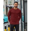 image:imageCOOFANDY Mens Long Sleeve T Shirts Casual Crew Neck Tee Shirts Lightweight Soft Pullover TopsWine Red
