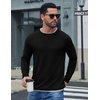 image:imageCOOFANDY Mens Long Sleeve Tee Shirts Cotton Waffle Crewneck Pullover Tshirts with Contrast TrimBlack  Light Grey Trim