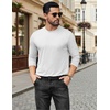 image:imageCOOFANDY Mens Long Sleeve Tee Shirts Stretch Crew Neck Thermal Shirts Casual T Shirts for MenAwhite