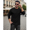 image:imageCOOFANDY Mens Long Sleeve Tee Shirts Stretch Crew Neck Thermal Shirts Casual T Shirts for MenBlack