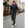image:imageCOOFANDY Mens Long Sleeve Tee Shirts Stretch Crew Neck Thermal Shirts Casual T Shirts for MenDark Blue