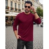 image:imageCOOFANDY Mens Long Sleeve Tee Shirts Stretch Crew Neck Thermal Shirts Casual T Shirts for MenWine Red
