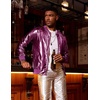 image:imageCOOFANDY Mens Metallic Jacket 70s Disco Dance Party Costume Shiny Varsity Zipper Baseball Bomber JacketLuxurious Purple