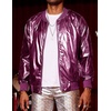 image:imageCOOFANDY Mens Metallic Jacket 70s Disco Dance Party Costume Shiny Varsity Zipper Baseball Bomber JacketLuxurious Purple