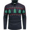 image:imageCOOFANDY Mens Quarter Zip Pullover Sweater Casual Zip Up Polo Sweater KnitBlack and Green Christmas Tree
