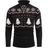 image:imageCOOFANDY Mens Quarter Zip Pullover Sweater Casual Zip Up Polo Sweater KnitBlack and White Snowflakes Christmas Tree