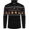 image:imageCOOFANDY Mens Quarter Zip Pullover Sweater Casual Zip Up Polo Sweater KnitBlack and Yellow Snowman