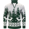 image:imageCOOFANDY Mens Quarter Zip Pullover Sweater Casual Zip Up Polo Sweater KnitGreen and White Deer
