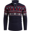image:imageCOOFANDY Mens Quarter Zip Pullover Sweater Casual Zip Up Polo Sweater KnitNavy Blue and Christmas Tree