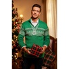 image:imageCOOFANDY Mens Quarter Zip Pullover Sweater Casual Zip Up Polo Sweater KnitPat11 Snowflakes Green