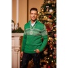 image:imageCOOFANDY Mens Quarter Zip Pullover Sweater Casual Zip Up Polo Sweater KnitPat11 Snowflakes Green