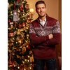 image:imageCOOFANDY Mens Quarter Zip Pullover Sweater Casual Zip Up Polo Sweater KnitPat12 Dark Red