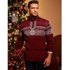 image:imageCOOFANDY Mens Quarter Zip Pullover Sweater Casual Zip Up Polo Sweater KnitPat12 Dark Red