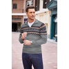 image:imageCOOFANDY Mens Quarter Zip Pullover Sweater Casual Zip Up Polo Sweater KnitPat4 Grey
