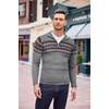 image:imageCOOFANDY Mens Quarter Zip Pullover Sweater Casual Zip Up Polo Sweater KnitPat4 Grey