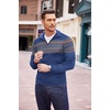image:imageCOOFANDY Mens Quarter Zip Pullover Sweater Casual Zip Up Polo Sweater KnitPat9 Royal Blue