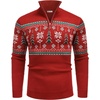 image:imageCOOFANDY Mens Quarter Zip Pullover Sweater Casual Zip Up Polo Sweater KnitRed and Christmas Tree