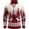 image:imageCOOFANDY Mens Quarter Zip Pullover Sweater Casual Zip Up Polo Sweater KnitRed and White Deer
