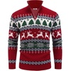 image:imageCOOFANDY Mens Quarter Zip Pullover Sweater Casual Zip Up Polo Sweater KnitSd587deer Tree Snowflake