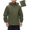 image:imageCOOFANDY Mens Rain Jacket Waterproof Packable Raincoat Lightweight Rain Shell Hood Travel Golf Hiking Cycling Zip PocketsArmy Green