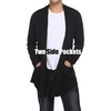 image:imageCOOFANDY Mens Ruffle Shawl Collar Cardigan Open Front Lightweight Long Length Drape Cape Overcoat with PocketsBlack
