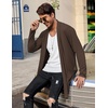 image:imageCOOFANDY Mens Ruffle Shawl Collar Cardigan Open Front Lightweight Long Length Drape Cape Overcoat with PocketsCoffe