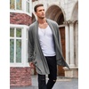 image:imageCOOFANDY Mens Ruffle Shawl Collar Cardigan Open Front Lightweight Long Length Drape Cape Overcoat with PocketsGray