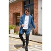 image:imageCOOFANDY Mens Ruffle Shawl Collar Cardigan Open Front Lightweight Long Length Drape Cape Overcoat with PocketsNavy Blue