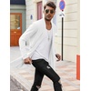 image:imageCOOFANDY Mens Ruffle Shawl Collar Cardigan Open Front Lightweight Long Length Drape Cape Overcoat with PocketsWhite