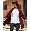 image:imageCOOFANDY Mens Ruffle Shawl Collar Cardigan Open Front Lightweight Long Length Drape Cape Overcoat with PocketsWine Red
