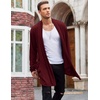 image:imageCOOFANDY Mens Ruffle Shawl Collar Cardigan Open Front Lightweight Long Length Drape Cape Overcoat with PocketsWine Red